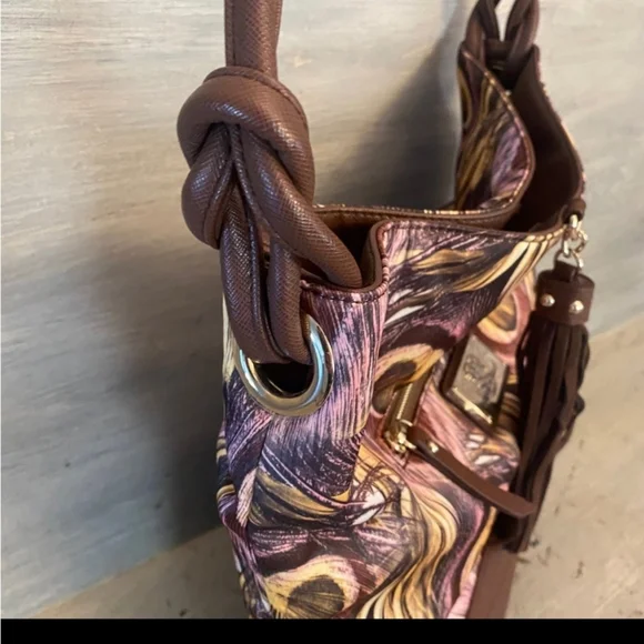 SHARIF LARGE PURSE PEACOCK  FEATHER PRINT - Picture 3 of 9